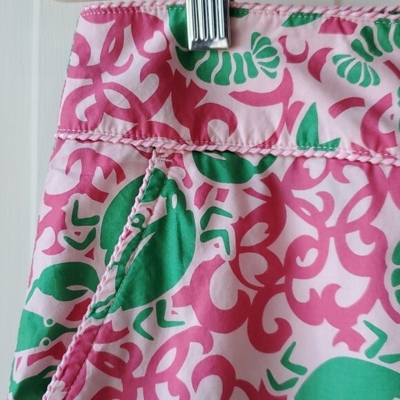 LL BEAN LOBSTER PINK GREEN COTTON SKIRT SIZE 8 PREPPY BRIGHT SUMMER BEACHY - Picture 4 of 9